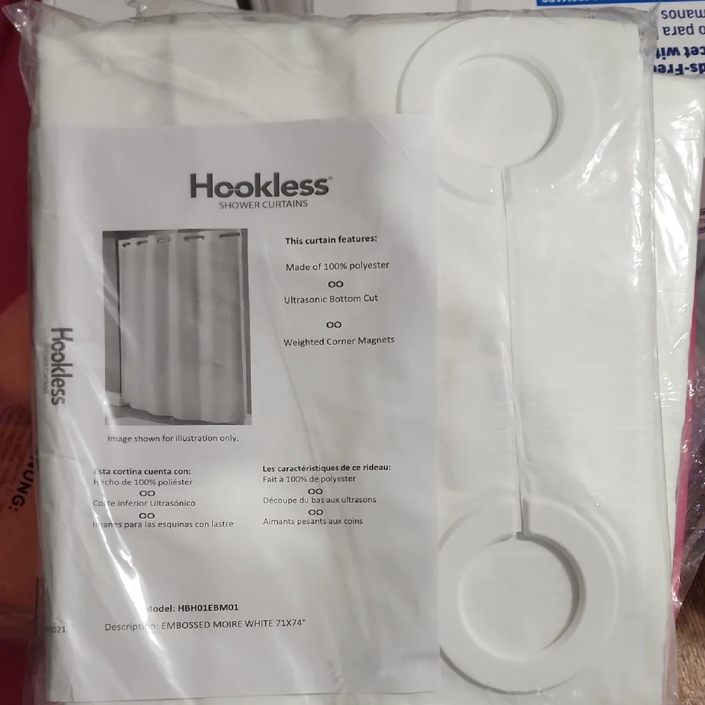 White Polyester Shower Curtain with Weighted Corner Magnets